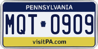 PA license plate MQT0909