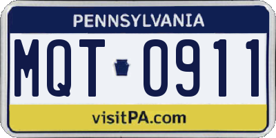 PA license plate MQT0911