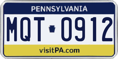 PA license plate MQT0912