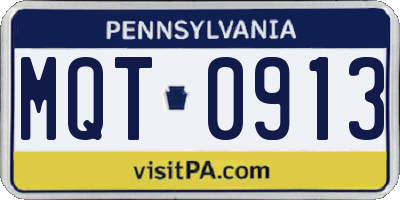 PA license plate MQT0913