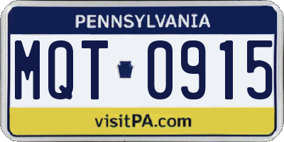 PA license plate MQT0915