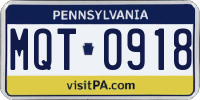 PA license plate MQT0918