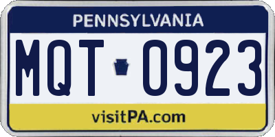 PA license plate MQT0923