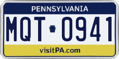 PA license plate MQT0941