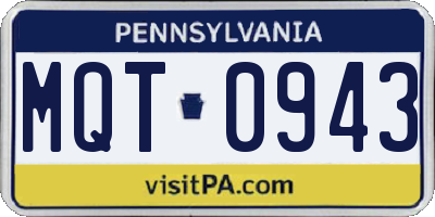 PA license plate MQT0943