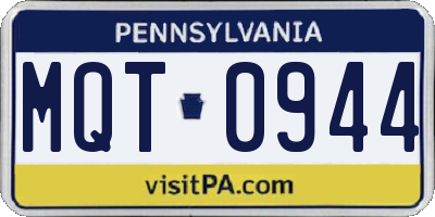 PA license plate MQT0944