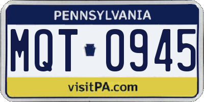 PA license plate MQT0945