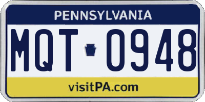 PA license plate MQT0948