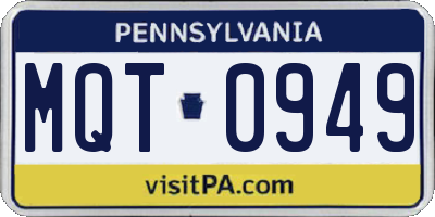 PA license plate MQT0949