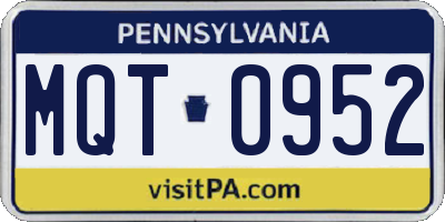 PA license plate MQT0952