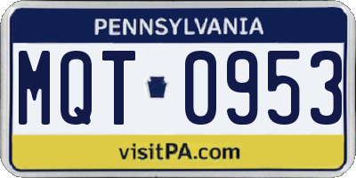 PA license plate MQT0953