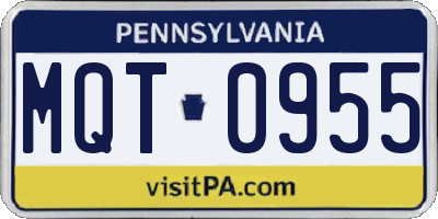 PA license plate MQT0955