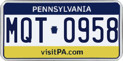 PA license plate MQT0958
