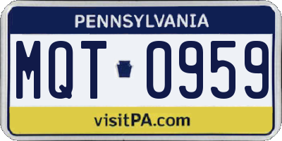 PA license plate MQT0959
