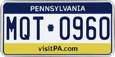 PA license plate MQT0960