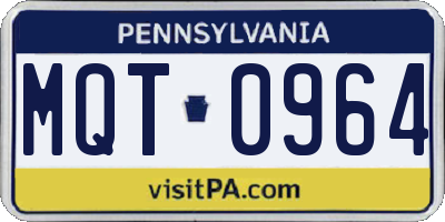 PA license plate MQT0964