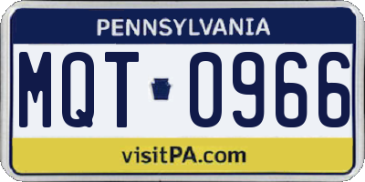 PA license plate MQT0966