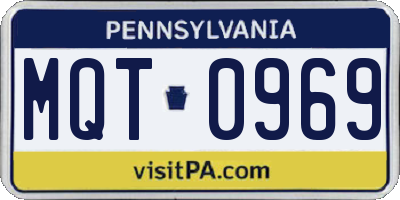 PA license plate MQT0969