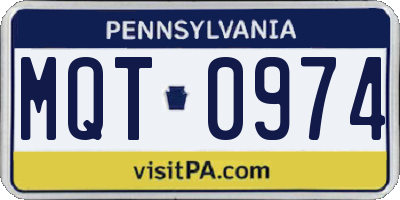 PA license plate MQT0974