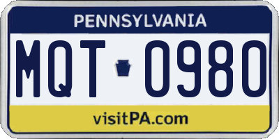 PA license plate MQT0980