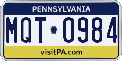 PA license plate MQT0984