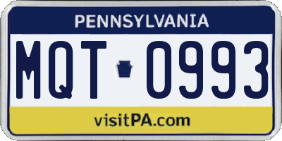 PA license plate MQT0993