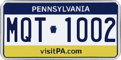 PA license plate MQT1002