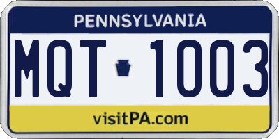 PA license plate MQT1003