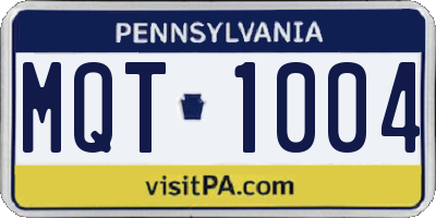 PA license plate MQT1004