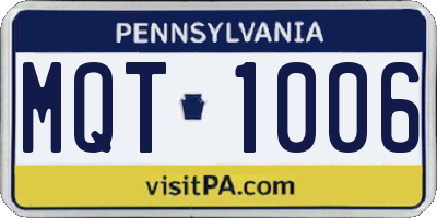 PA license plate MQT1006