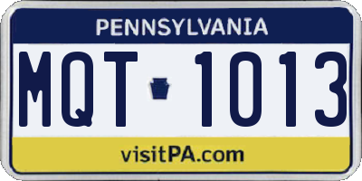 PA license plate MQT1013