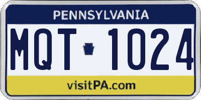 PA license plate MQT1024
