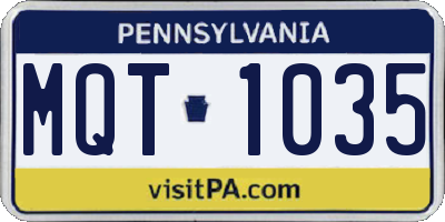 PA license plate MQT1035