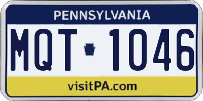 PA license plate MQT1046
