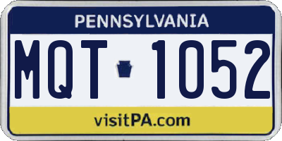 PA license plate MQT1052