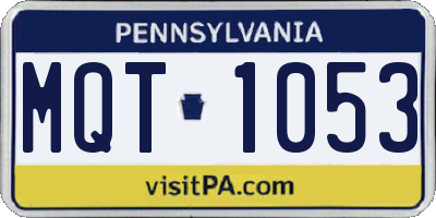PA license plate MQT1053