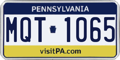 PA license plate MQT1065