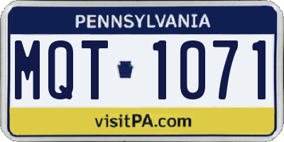 PA license plate MQT1071