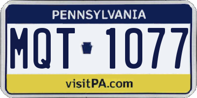 PA license plate MQT1077