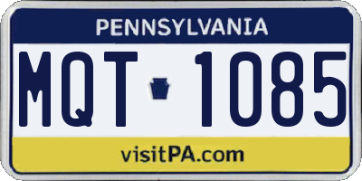 PA license plate MQT1085