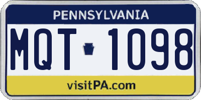 PA license plate MQT1098