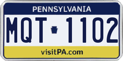 PA license plate MQT1102