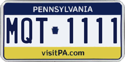 PA license plate MQT1111