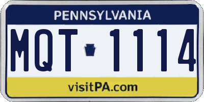 PA license plate MQT1114