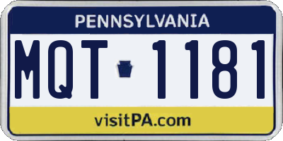 PA license plate MQT1181