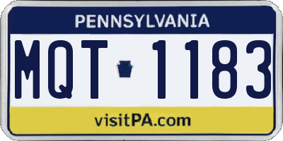 PA license plate MQT1183
