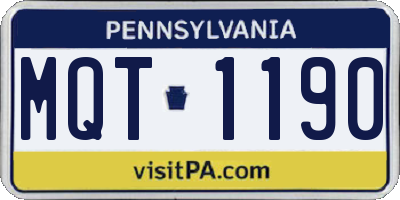 PA license plate MQT1190
