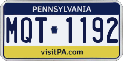 PA license plate MQT1192