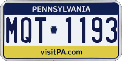 PA license plate MQT1193