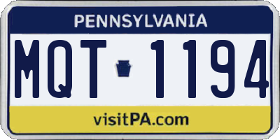 PA license plate MQT1194